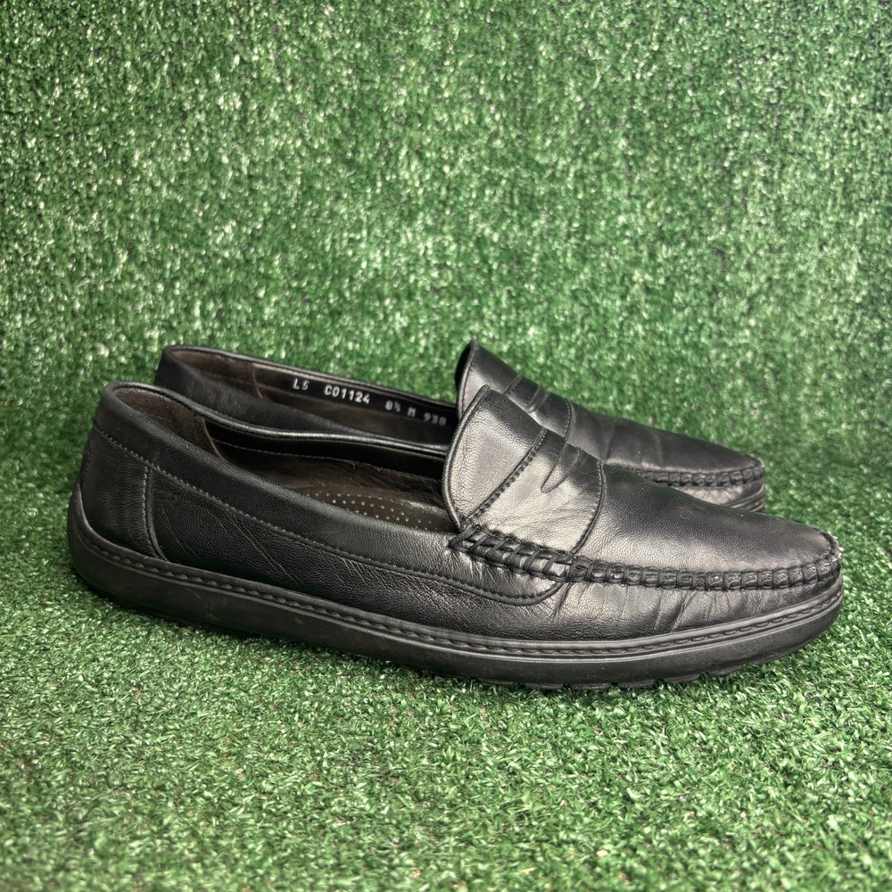 Bragano Penny Loafer‎ Leather Slip On Moccasin Dress Shoes Black Mens Size 8.5 M
